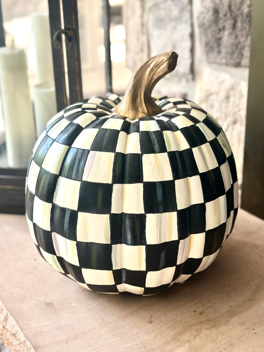 MacKenzie-Childs 15" Large Courtly Check Pumpkin - Retired Polyresin (Authentic)